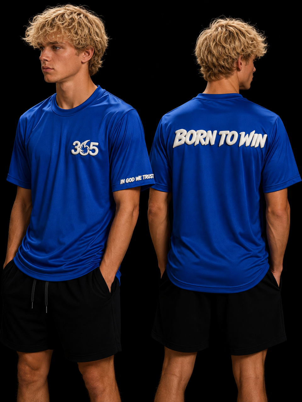 365 Days 365 Ways "BORN TO WIN" Dry-Fit Performance Tee - Royal Blue