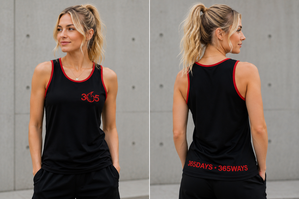 365 Days Ways Tank Top – Black/Red