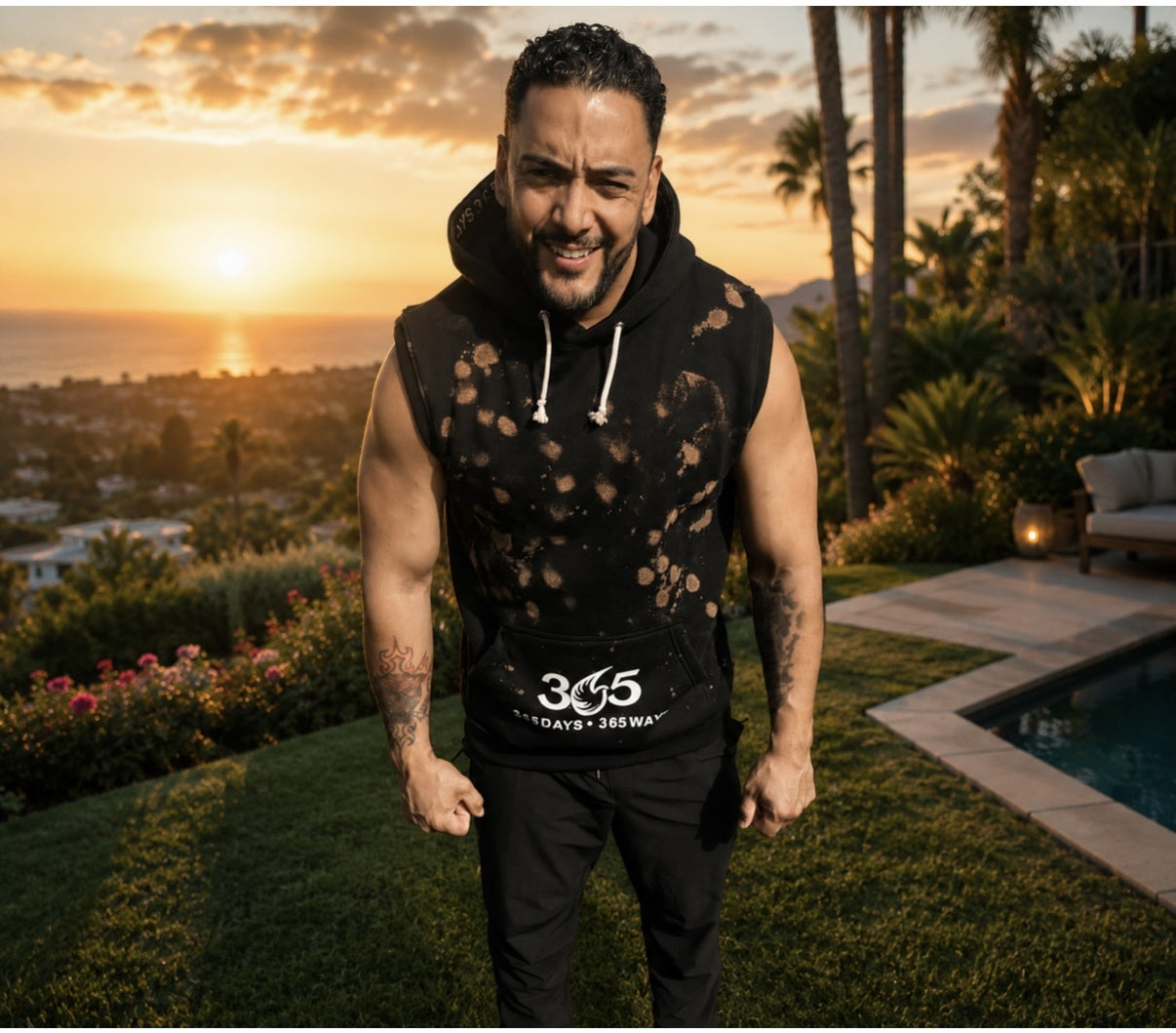 365 Sleeveless Hoodie – Black