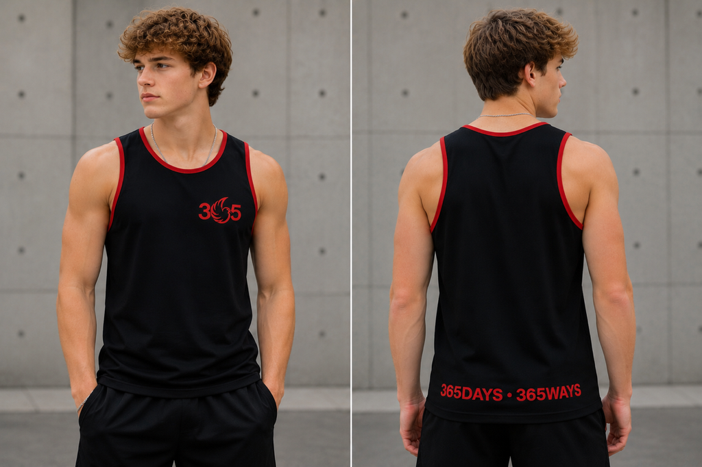 365 Days Ways Tank Top – Black/Red