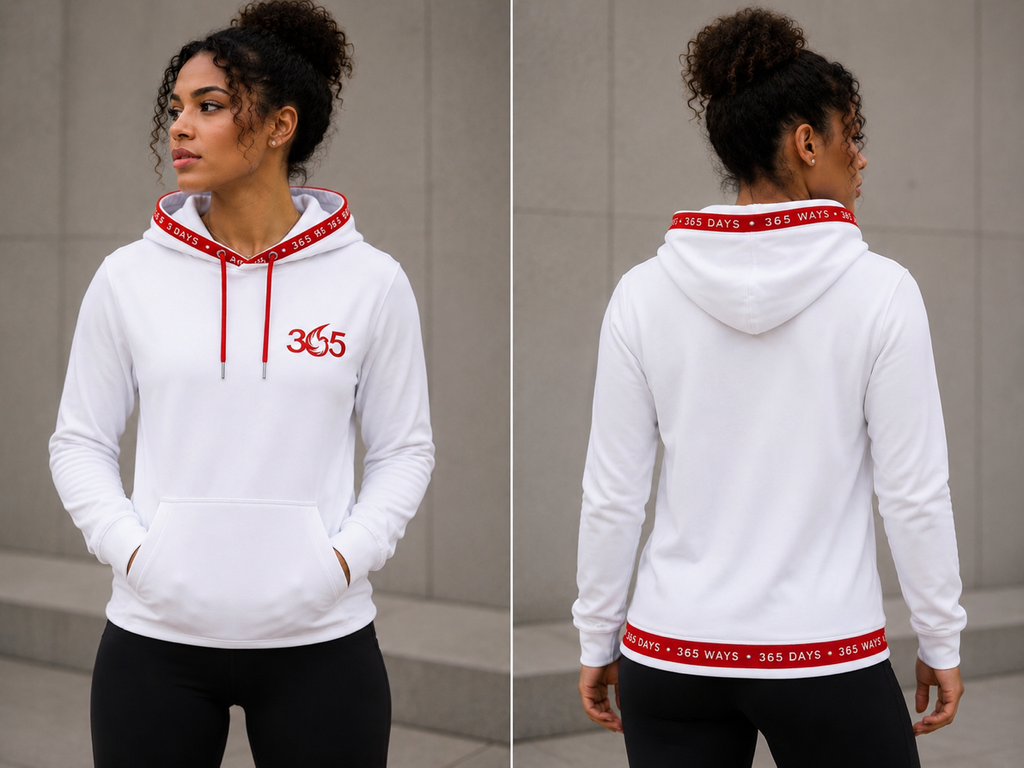 365 Hoodie – White/Red